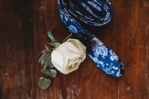 Gledswood Wedding - groom details showing his button flower and tie