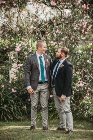 Gledswood Wedding Photo - the groom stands with his groomsman