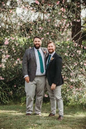 Gledswood Wedding Photo - the groom stands with his groomsman