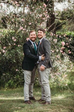 Gledswood Wedding Photo - the groom stands with his groomsman