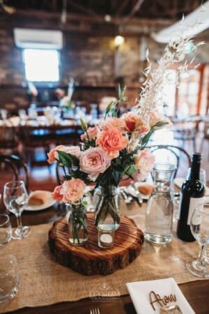Gledswood Wedding Photo - Reception floral details in the Country Room