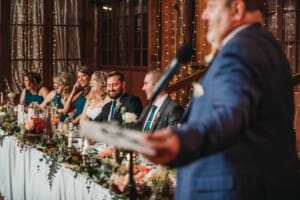 Gledswood Wedding Photo - brides dad makes his speech during the reception
