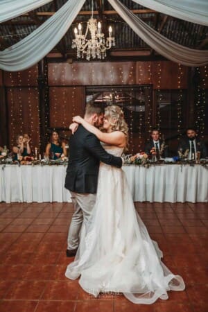 Gledswood Wedding Photo - the bride and groom share their first dance