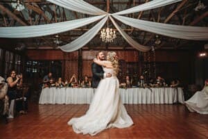 Gledswood Wedding Photo - the bride and groom share their first dance