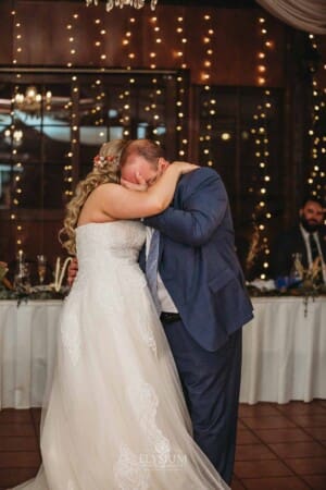 Gledswood Wedding Photo - the brides father cries as he dances with his daughter