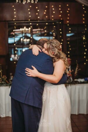 Gledswood Wedding Photo - the brides father cries as he dances with his daughter