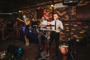 Gledswood Wedding Photo - the band performs during the reception