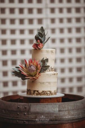 Burnham Grove Wedding - the cake set up at the wedding reception