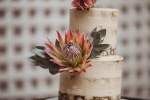 Burnham Grove Wedding - the cake set up at the wedding reception