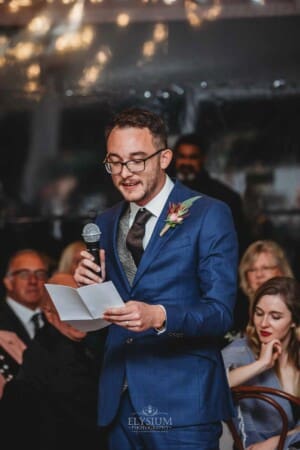 Burnham Grove Wedding - the makes his speech during the reception