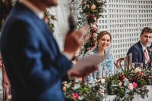 Burnham Grove Wedding - the makes his speech during the reception