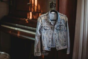 Burnham Grove Wedding - brides denim jacket