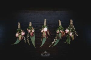 Burnham Grove Wedding - buttonhole flowers for the groom and groomsmen