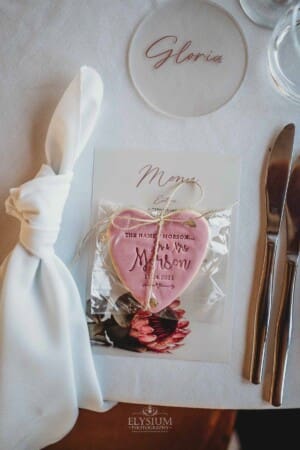 Burnham Grove Wedding - cookie gifts ready for the wedding reception