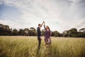 Engagement Photography - a couple practice their wedding dance