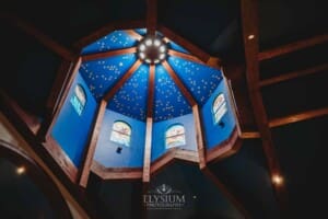 Gledswood Wedding - the blue dome set in the roof of the church