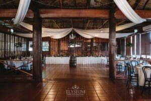 Gledswood Wedding - the room set up for a wedding reception before guests arrive
