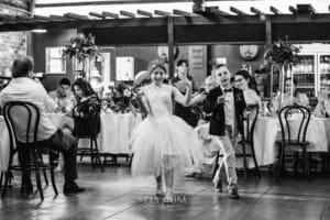 Gledswood Wedding - the bridal party enter the reception venue