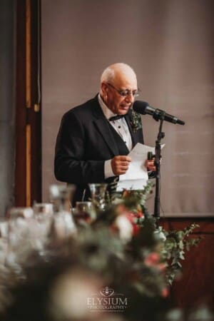 Gledswood Wedding - the father of the bride makes his speech during the reception