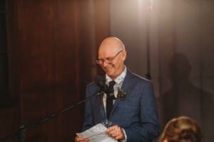 Gledswood Wedding - the father of the groom makes his speech during the reception