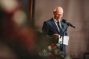 Gledswood Wedding - the father of the groom makes his speech during the reception