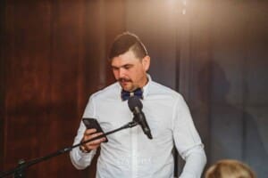 Gledswood Wedding - a groom makes his speech during the reception