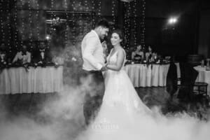 Gledswood Wedding - a bride and groom share their first dance at the reception
