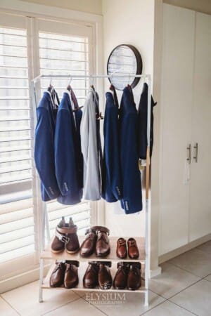 Gledswood Wedding - Groom prep suits and shoes details