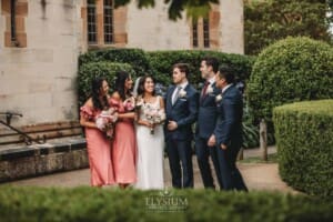 Sydney Wedding - bridal party stand outside the church after the ceremony