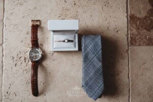 Sydney Wedding - grooms tie watch and wedding ring details