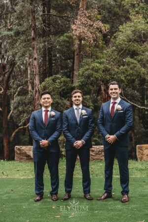 Sydney Wedding - groom and his groomsmen standing in the gardens at Springfield House