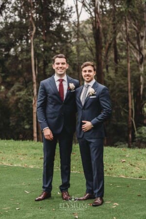 Sydney Wedding - groom and his groomsmen standing in the gardens at Springfield House