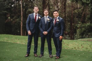 Sydney Wedding - groom and his groomsmen standing in the gardens at Springfield House