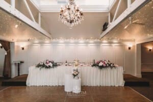 Sydney Wedding - reception bridal table and cake display at Springfield House