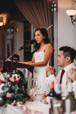 Sydney Wedding - the bride make a speech during the reception at Springfield House