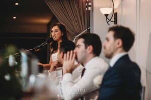 Sydney Wedding - the bride make a speech during the reception at Springfield House