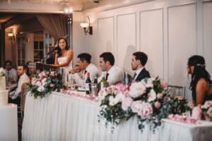 Sydney Wedding - the bride make a speech during the reception at Springfield House