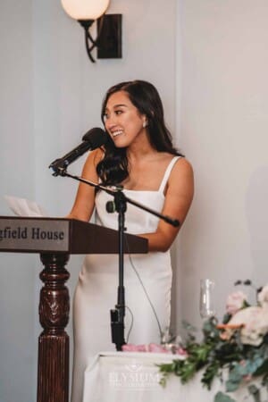 Sydney Wedding - the bride make a speech during the reception at Springfield House