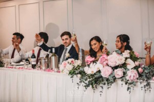 Sydney Wedding - the bride and groom make a toast during the reception at Springfield House