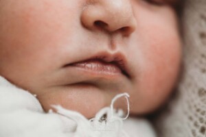 Details showing a newborn baby mouth