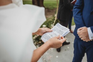 A couple exchange vows during their wedding ceremony