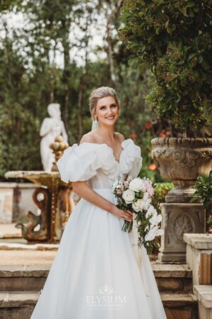 Bridal dress and floral details at a Camden wedding venue