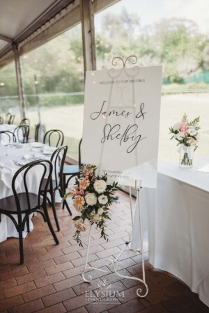 Signage at a wedding reception in Camden