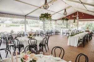 The Burnham Grove wedding marque all set up ready for the reception