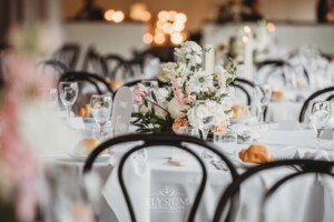 Table details at a Burnham Grove wedding reception in Camden