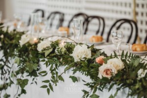 Floral details at a Burnham Grove wedding reception in Camden
