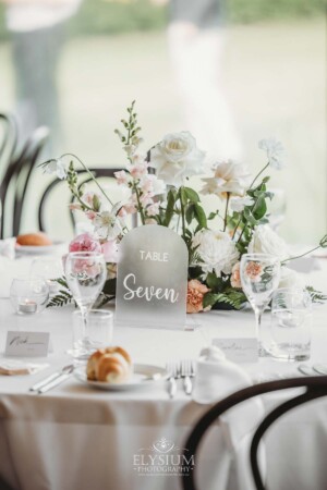 Table details at a Burnham Grove wedding reception in Camden
