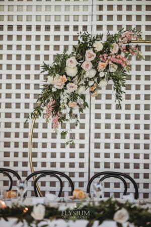 Floral details at a Burnham Grove wedding reception in Camden