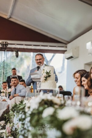 Wedding speeches take place during the reception at Burnham Grove in Camden