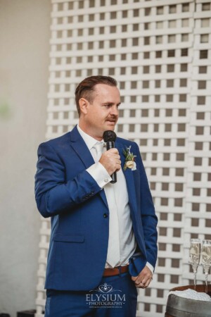 A groom makes his wedding speech during the reception